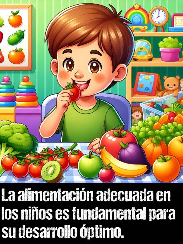 desarrollo: La alimentacin adecuada en los nios es fundamental para su desarrollo ptimo.