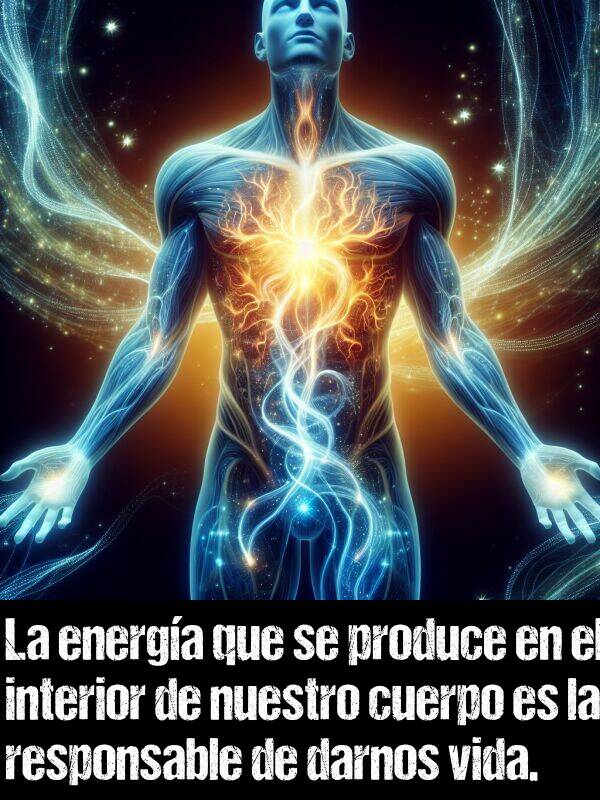 cuerpo: La energa que se produce en el interior de nuestro cuerpo es la responsable de darnos vida.