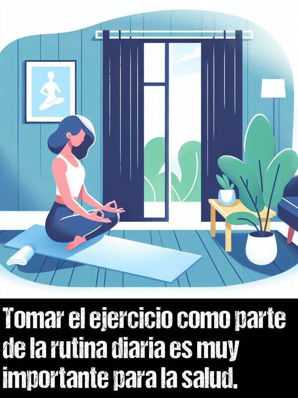rutina: Tomar el ejercicio como parte de la rutina diaria es muy importante para la salud.