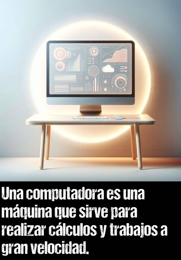 mquina: Una computadora es una mquina que sirve para realizar clculos y trabajos a gran velocidad.