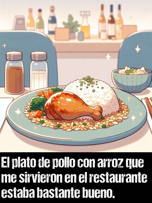 pollo: El plato de pollo con arroz que me sirvieron en el restaurante estaba bastante bueno.
