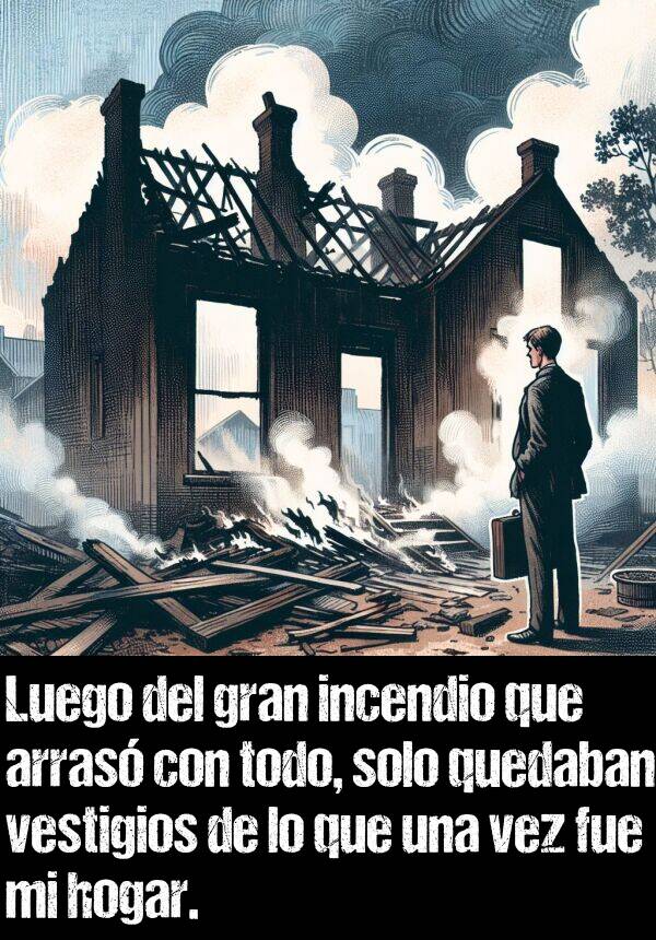 arras: Luego del gran incendio que arras con todo, solo quedaban vestigios de lo que una vez fue mi hogar.