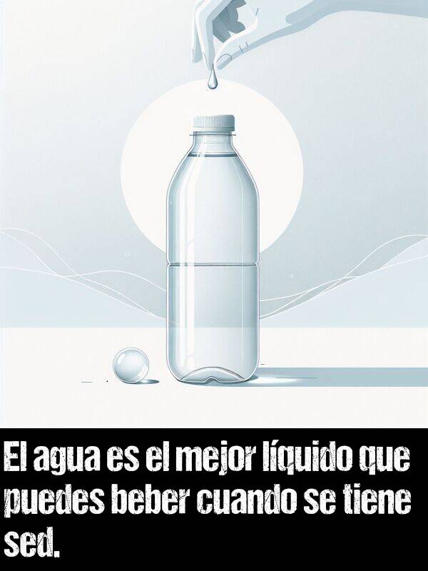 sed: El agua es el mejor lquido que puedes beber cuando se tiene sed.