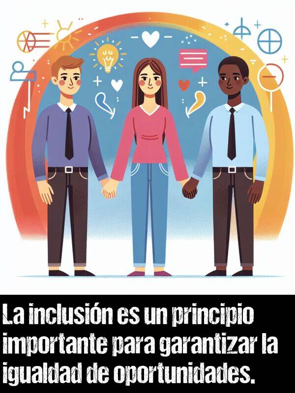 principio: La inclusin es un principio importante para garantizar la igualdad de oportunidades.