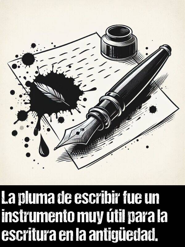 escritura: La pluma de escribir fue un instrumento muy til para la escritura en la antigedad.