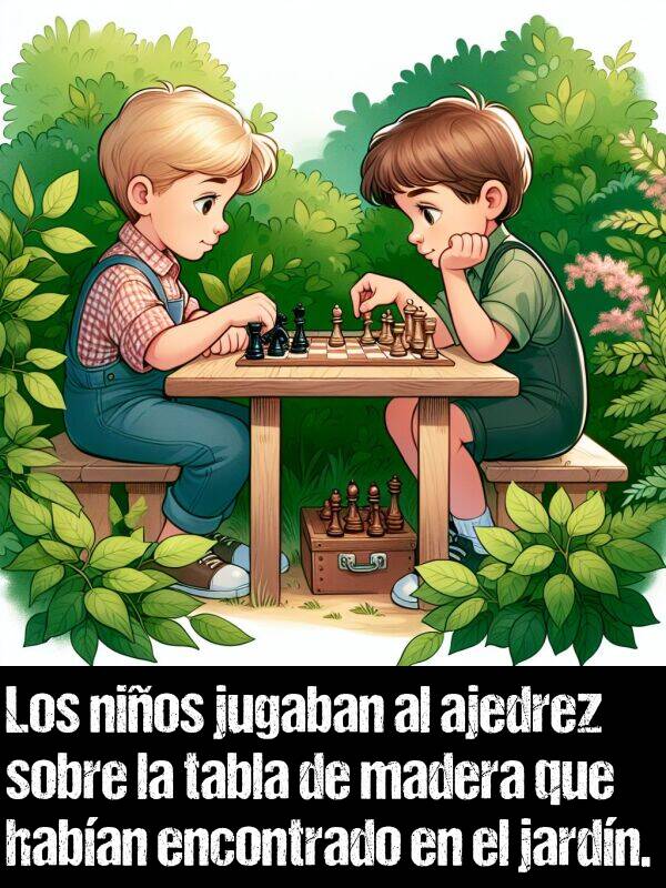 tabla: Los nios jugaban al ajedrez sobre la tabla de madera que haban encontrado en el jardn.