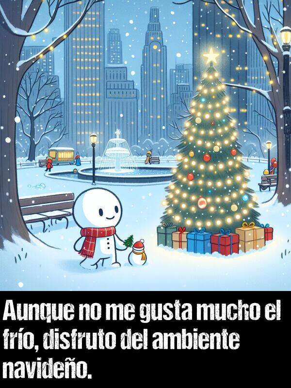 fro: Aunque no me gusta mucho el fro, disfruto del ambiente navideo.