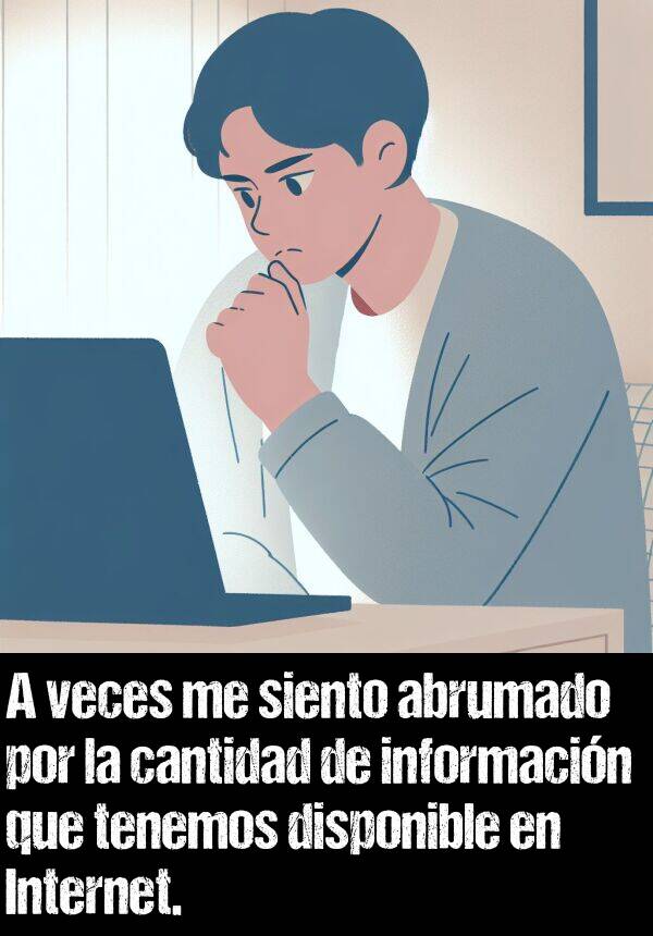 cantidad: A veces me siento abrumado por la cantidad de informacin que tenemos disponible en Internet.