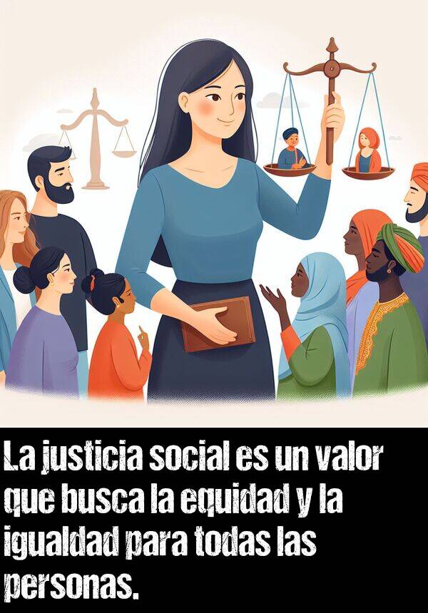 equidad: La justicia social es un valor que busca la equidad y la igualdad para todas las personas.