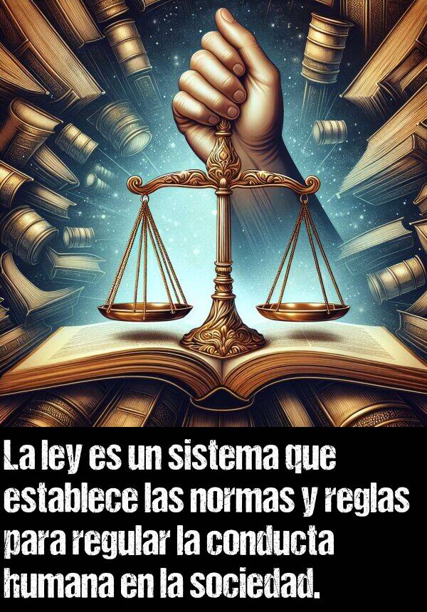 conducta: La ley es un sistema que establece las normas y reglas para regular la conducta humana en la sociedad.