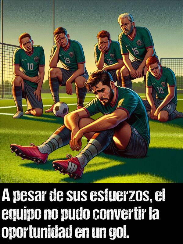 gol: A pesar de sus esfuerzos, el equipo no pudo convertir la oportunidad en un gol.