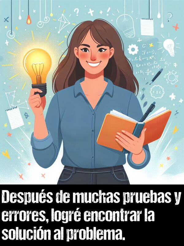 errores: Despus de muchas pruebas y errores, logr encontrar la solucin al problema.