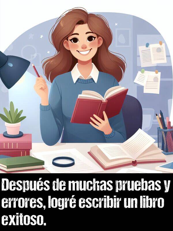 errores: Despus de muchas pruebas y errores, logr escribir un libro exitoso.