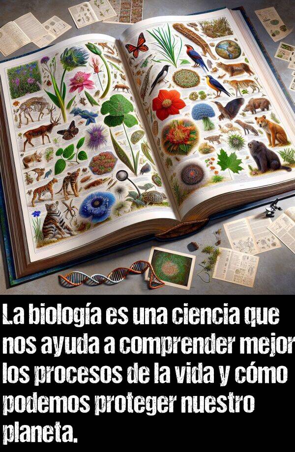 comprender: La biologa es una ciencia que nos ayuda a comprender mejor los procesos de la vida y cmo podemos proteger nuestro planeta.