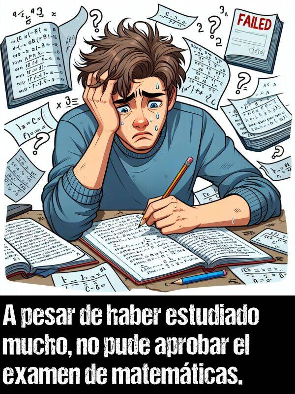 aprobar: A pesar de haber estudiado mucho, no pude aprobar el examen de matemticas.