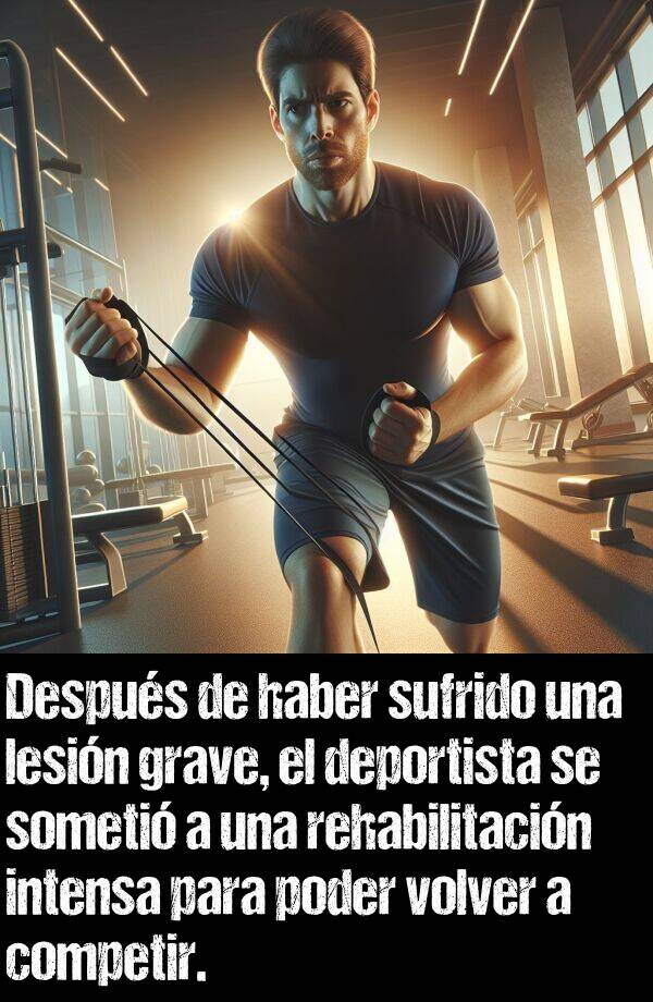 someti: Despus de haber sufrido una lesin grave, el deportista se someti a una rehabilitacin intensa para poder volver a competir.