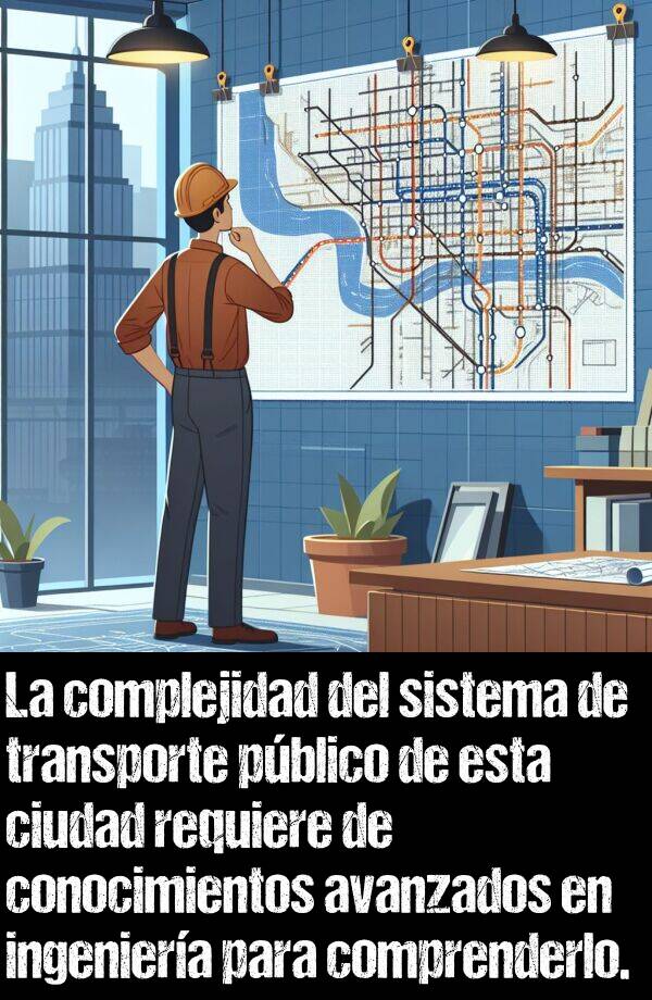 avanzados: La complejidad del sistema de transporte pblico de esta ciudad requiere de conocimientos avanzados en ingeniera para comprenderlo.