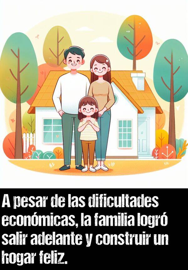 feliz: A pesar de las dificultades econmicas, la familia logr salir adelante y construir un hogar feliz.