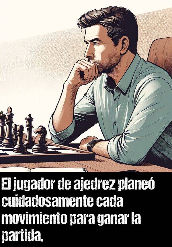 ajedrez: El jugador de ajedrez plane cuidadosamente cada movimiento para ganar la partida.
