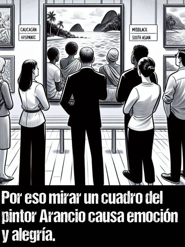 causa: Por eso mirar un cuadro del pintor Arancio causa emocin y alegra.