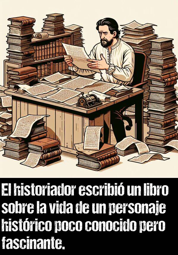 historiador: El historiador escribi un libro sobre la vida de un personaje histrico poco conocido pero fascinante.