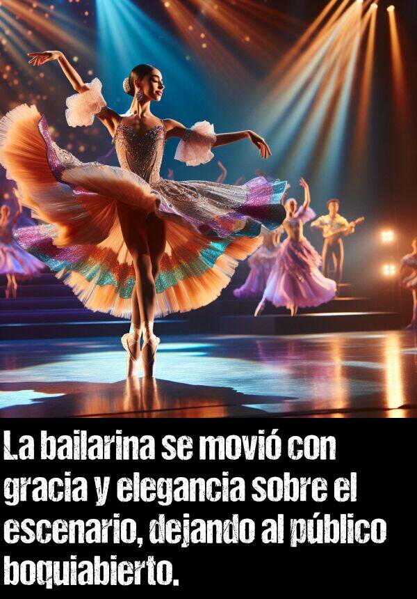 elegancia: La bailarina se movi con gracia y elegancia sobre el escenario, dejando al pblico boquiabierto.