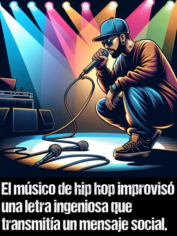 ingeniosa: El msico de hip hop improvis una letra ingeniosa que transmita un mensaje social.