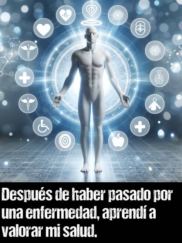 valorar: Despus de haber pasado por una enfermedad, aprend a valorar mi salud.