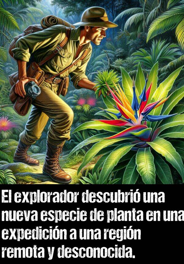 planta: El explorador descubri una nueva especie de planta en una expedicin a una regin remota y desconocida.
