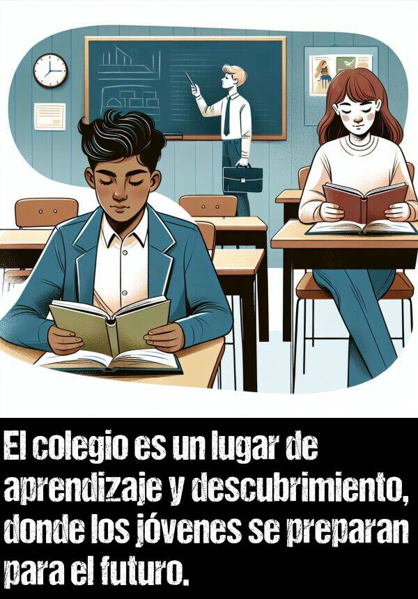 colegio: El colegio es un lugar de aprendizaje y descubrimiento, donde los jvenes se preparan para el futuro.