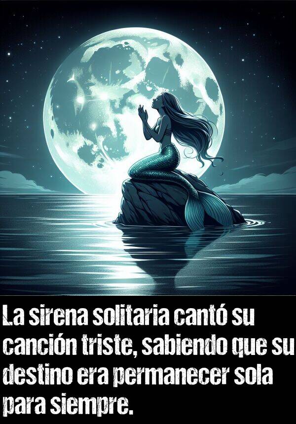 sirena: La sirena solitaria cant su cancin triste, sabiendo que su destino era permanecer sola para siempre.