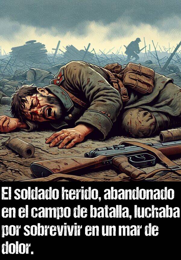 batalla: El soldado herido, abandonado en el campo de batalla, luchaba por sobrevivir en un mar de dolor.