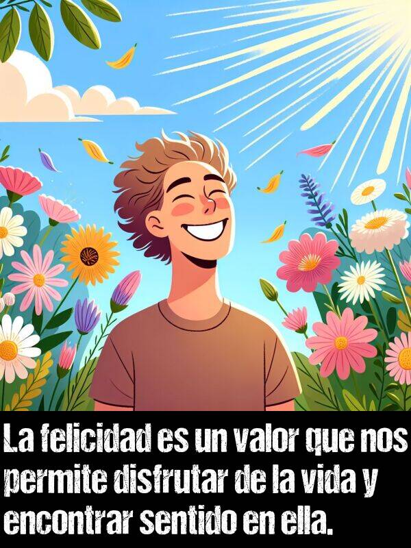 disfrutar: La felicidad es un valor que nos permite disfrutar de la vida y encontrar sentido en ella.