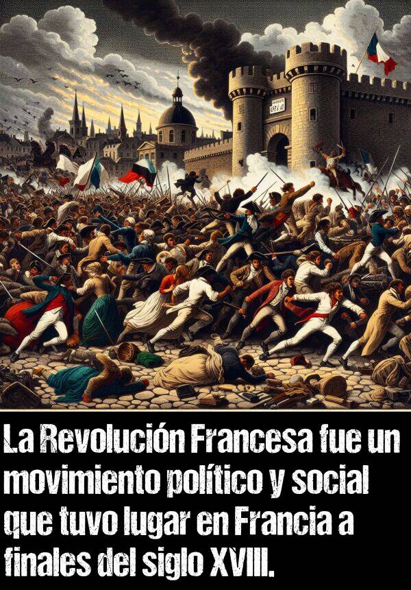 siglo: La Revolucin Francesa fue un movimiento poltico y social que tuvo lugar en Francia a finales del siglo XVIII.