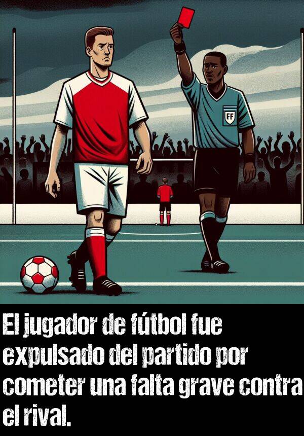 ftbol: El jugador de ftbol fue expulsado del partido por cometer una falta grave contra el rival.