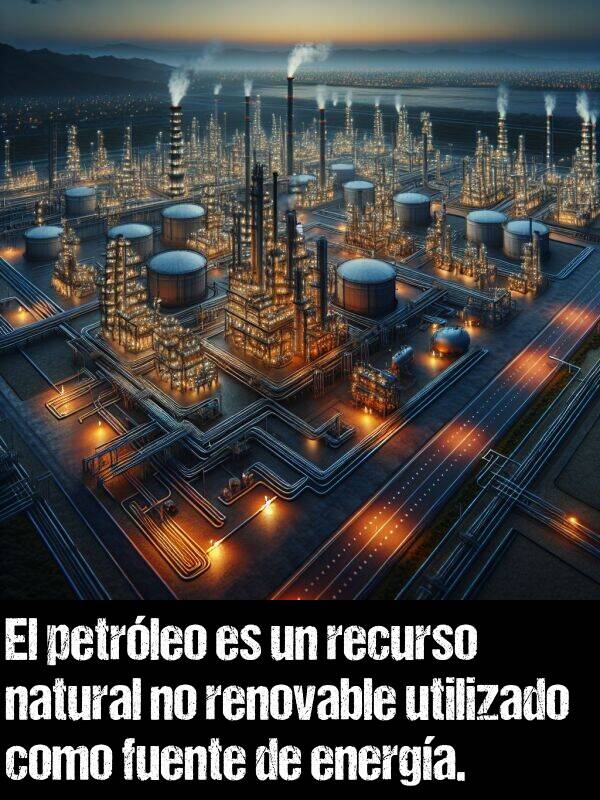 como: El petrleo es un recurso natural no renovable utilizado como fuente de energa.