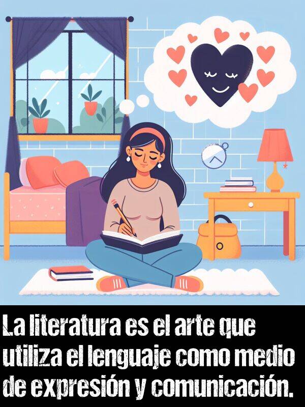 expresin: La literatura es el arte que utiliza el lenguaje como medio de expresin y comunicacin.