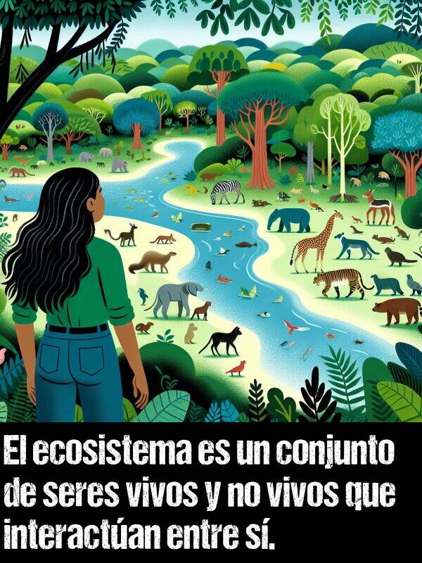 ecosistema: El ecosistema es un conjunto de seres vivos y no vivos que interactan entre s.