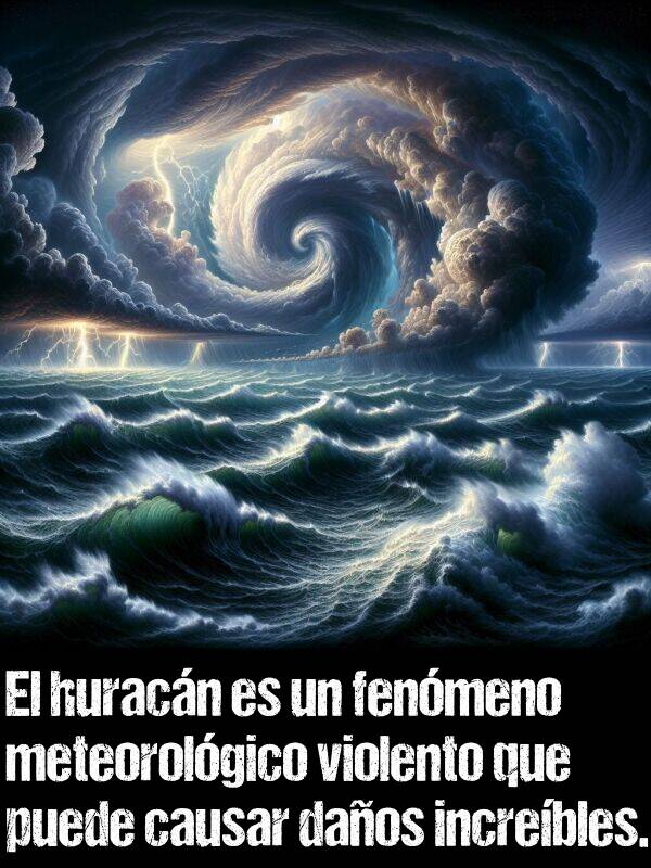 increbles: El huracn es un fenmeno meteorolgico violento que puede causar daos increbles.