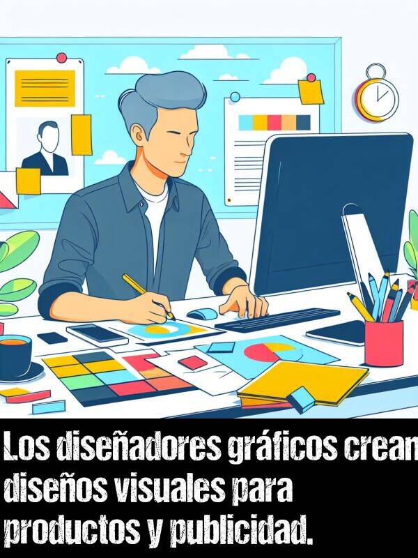 grficos: Los diseadores grficos crean diseos visuales para productos y publicidad.
