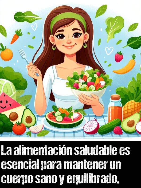 equilibrado: La alimentacin saludable es esencial para mantener un cuerpo sano y equilibrado.