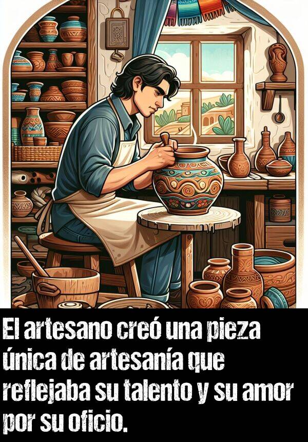 artesano: El artesano cre una pieza nica de artesana que reflejaba su talento y su amor por su oficio.