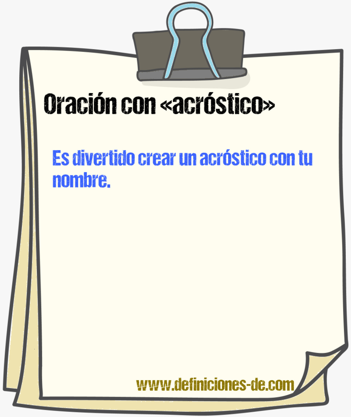 Ejemplos de oraciones con acrstico