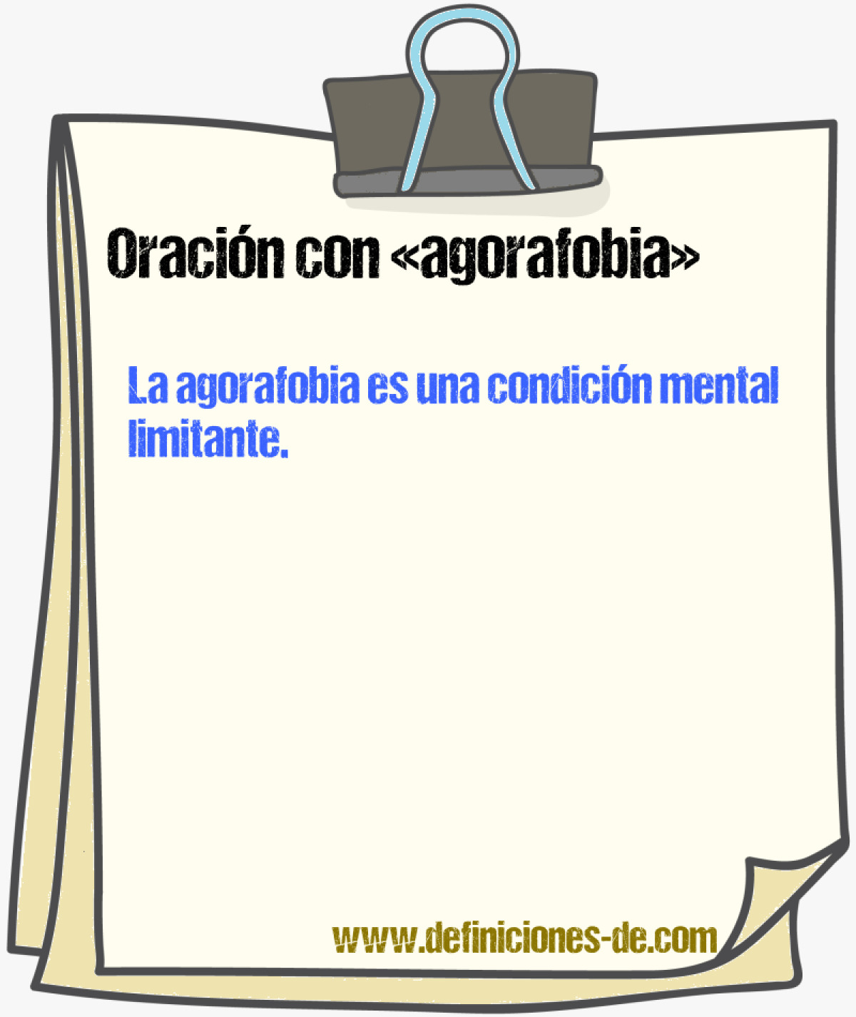 Ejemplos de oraciones con agorafobia