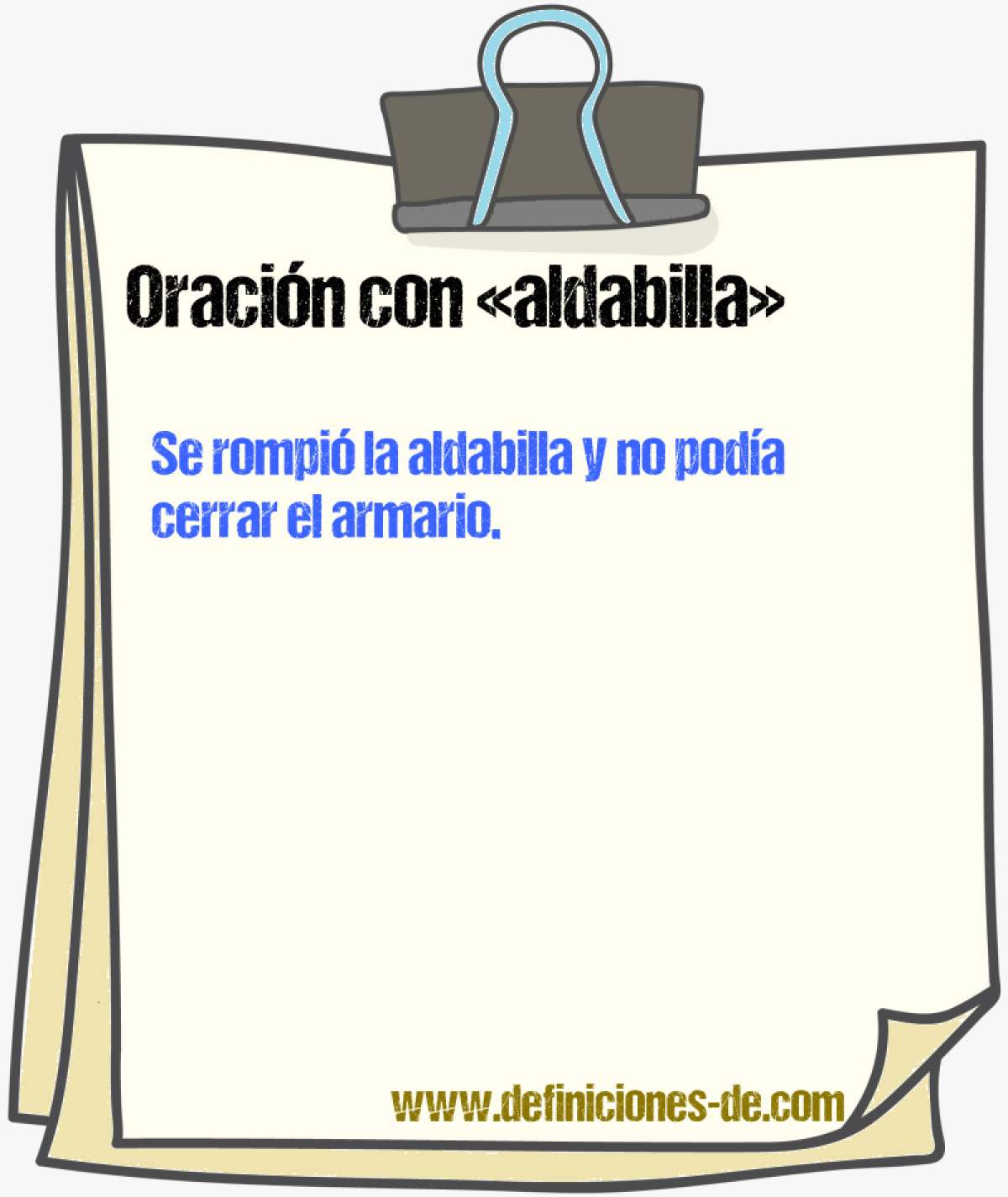 Ejemplos de oraciones con aldabilla