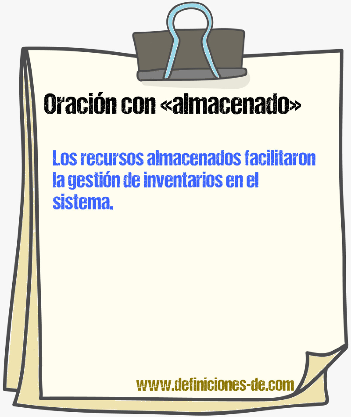 Ejemplos de oraciones con almacenado