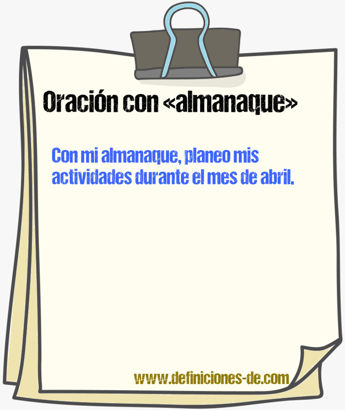 Ejemplos de oraciones con almanaque