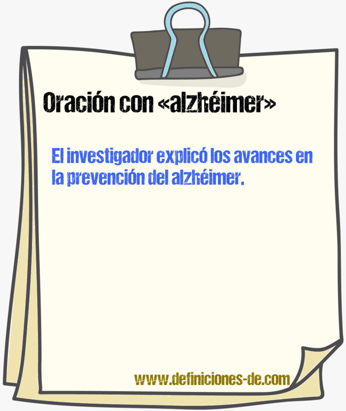 Ejemplos de oraciones con alzhimer