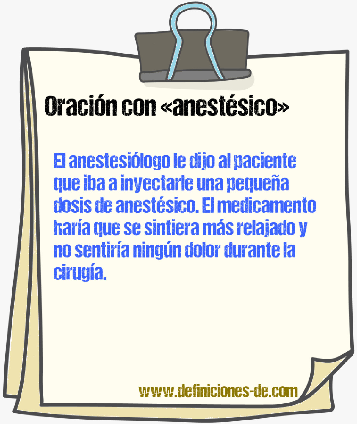 Ejemplos de oraciones con anestsico