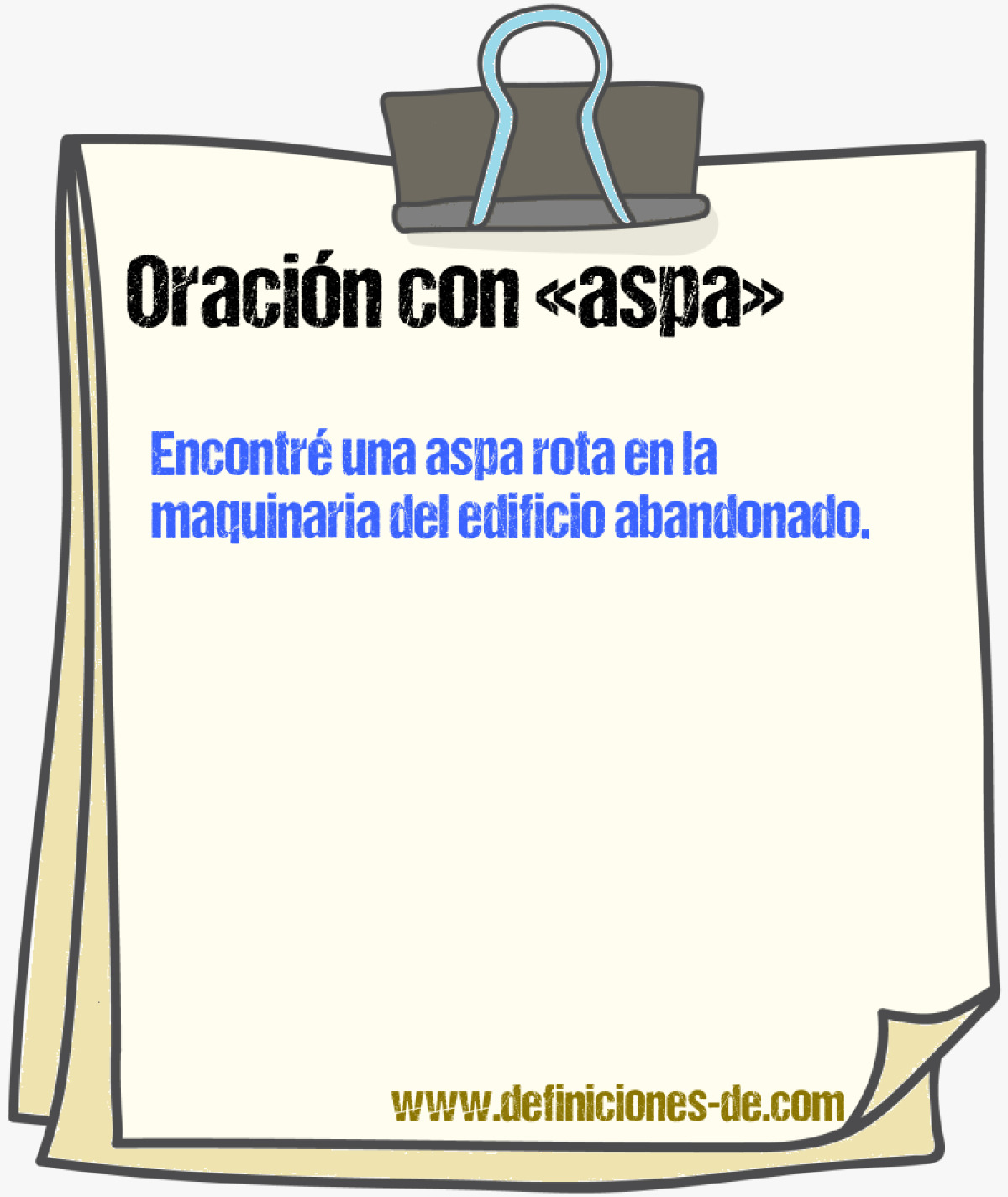 Ejemplos de oraciones con aspa